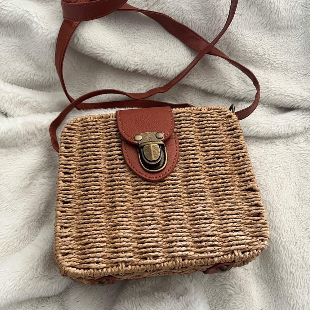 Brown Woven Crossbody Bag